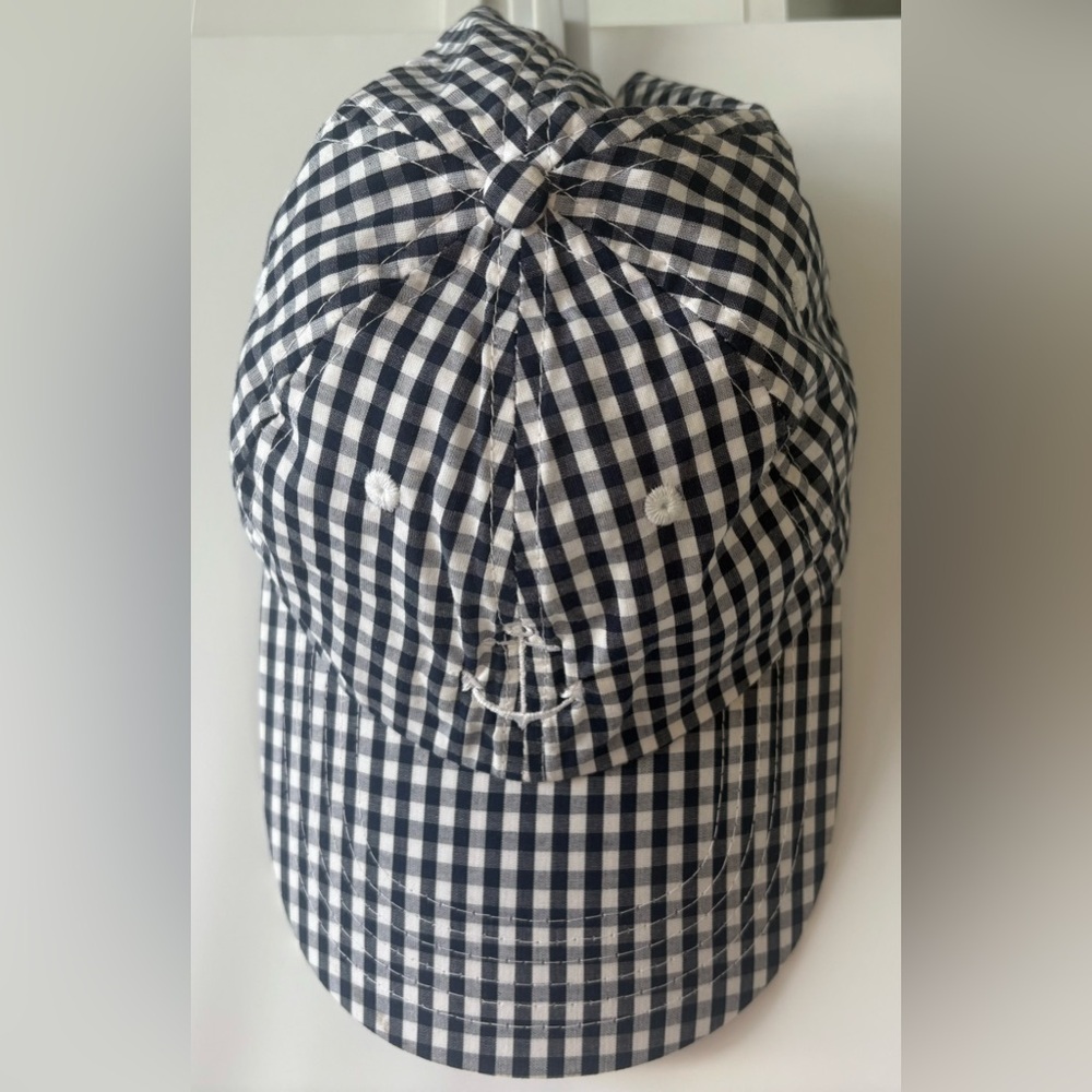 Fahrenheit White and dark navy blue gingham Mesh Lined Cap nautical.